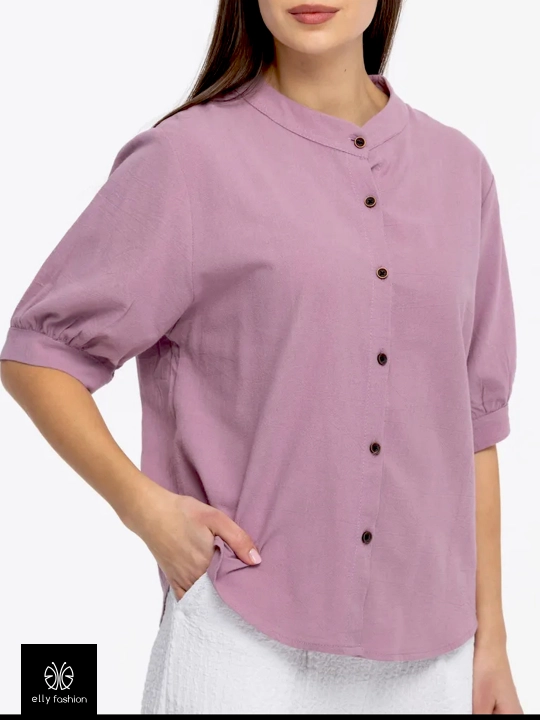 Рубашка женская, блузка из хлопка, однотонная  — EllyFashion