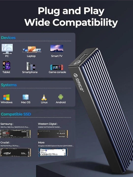 Keys ORICO M2SSD Case NVMe USB Type C 10 Gbps, qattiq disk - 
