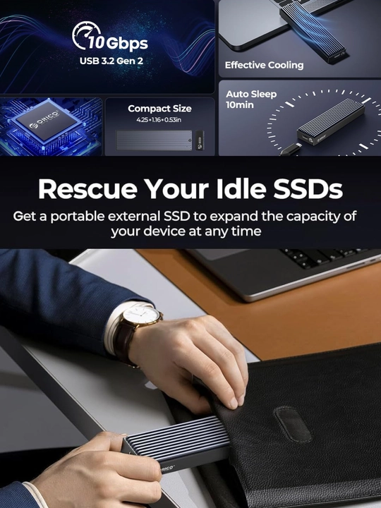 Keys ORICO M2SSD Case NVMe USB Type C 10 Gbps, qattiq disk