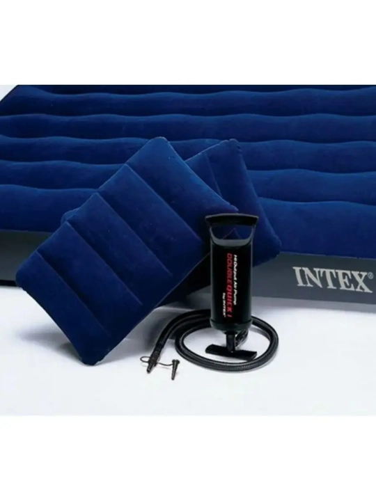 Puflanadigan matras ikki kishilik, nasos va yostiqlar bilan Intex 64765, 203 * 152 * 25 sm