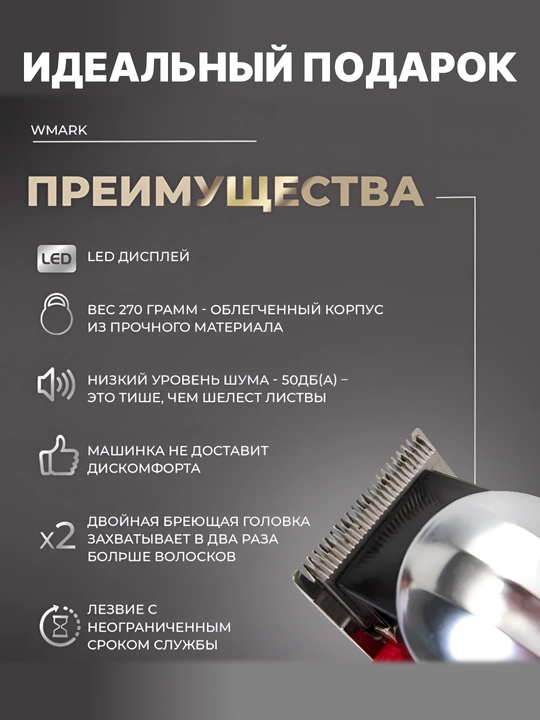 Беспроводная машинка профессиональная CRONIER, для стрижки волос и бороды