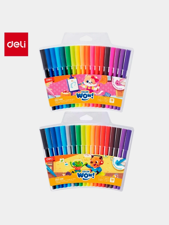 Фломастер смываемый COLORWOW! 18-цв Deli EC165-18 - 