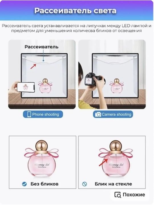 Коробка для фотобокса, для фотографирования продукта.25x25x25 см +12 цвет фона