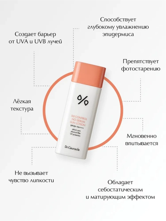 Солнцезащитный крем лосьон для лица 5 alpha Control No Sebum Sun Lotion, 50 мл