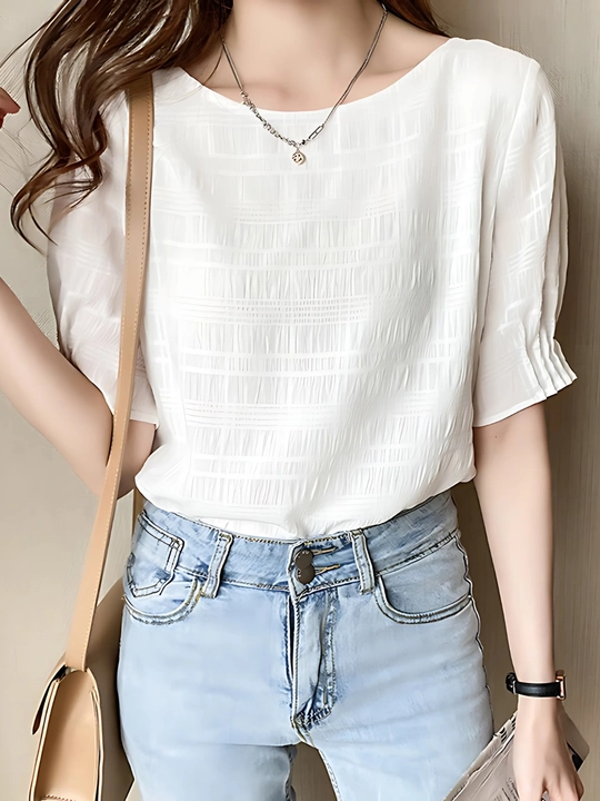 Ayollar bluzkasi, kalta yengli -EllyFashion - 