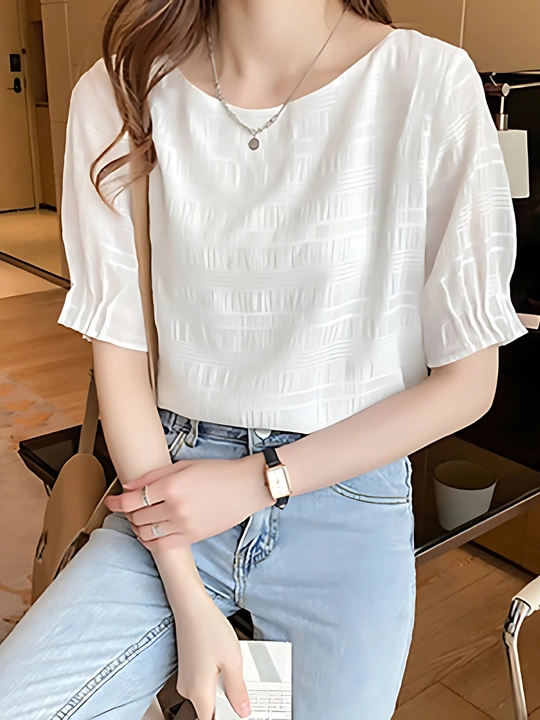 Ayollar bluzkasi, kalta yengli -EllyFashion