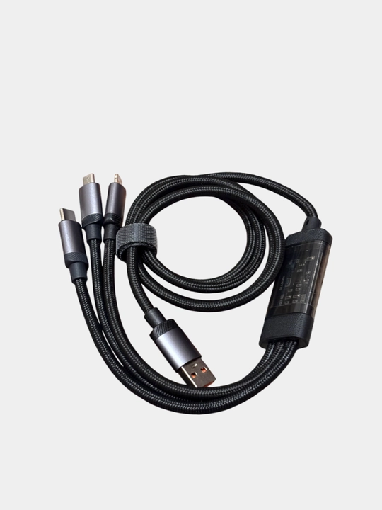 Кабель 3-в-1 с LED-индикатором вольтажа — TYPE-C/Lightning/MicroUSB - 