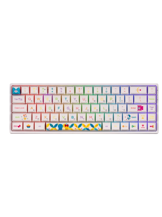 Oʻyin uchun simsiz klaviatura, mexanik Akko 3068B Doraemon Rainbow CS Jelly Pink RGB