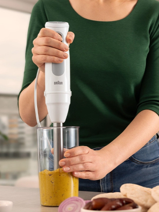 Блендер погружной Braun MQ50236MWH 1000 Вт с венчиком и измельчителем