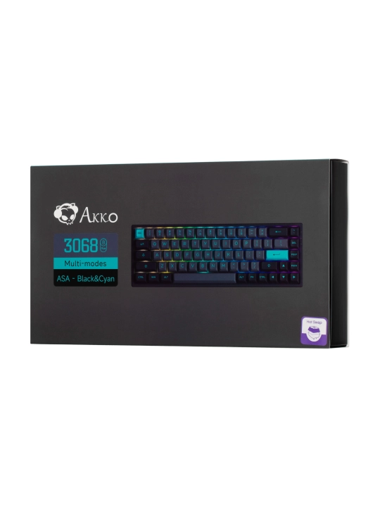 Akko 3068B Plus Black&Cyan CS Jelly RGB o‘yin klaviaturasi