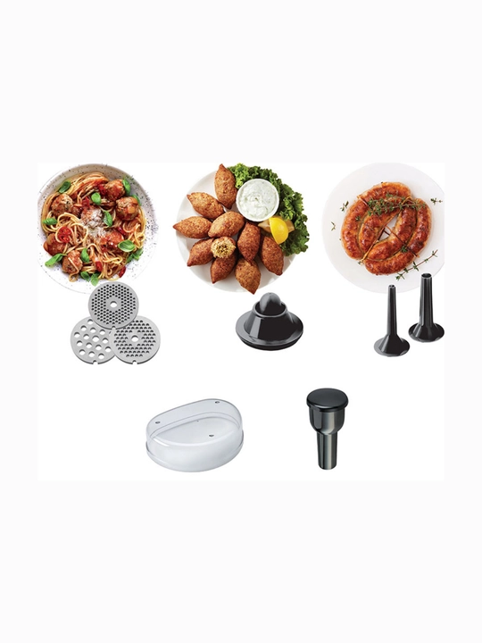Kenwood MG520 go‘sht maydalagich, metall, revers, 6 ta nasadka, sabzavot maydalagich