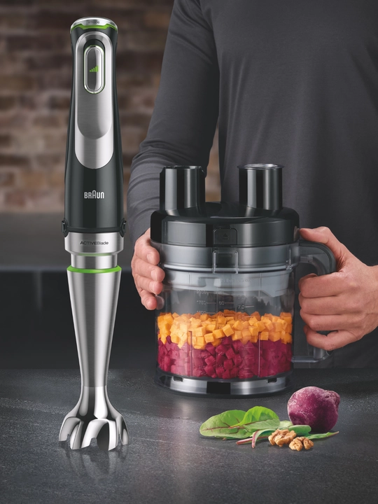 Braun MultiQuick 9 MQ9195XLI qo‘l blenderi, 1200 Vt, oshxona protsessori, 9 mm kubiklar