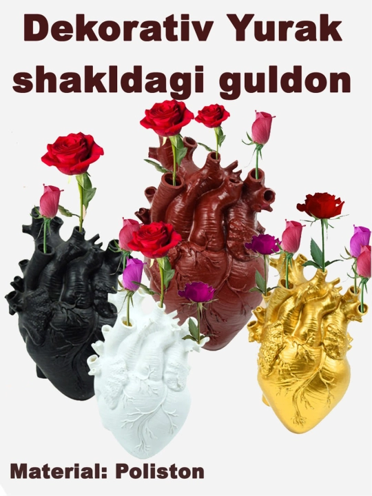 Ваза cердце для цветов и сухоцветов, полистоун, 16 см