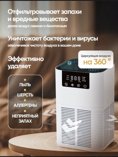 Очиститель воздуха Air Purifier, ионизатор для дома, воздухоочиститель с hepa фильтром — SELLER1-XOVO1-ЧЕРН