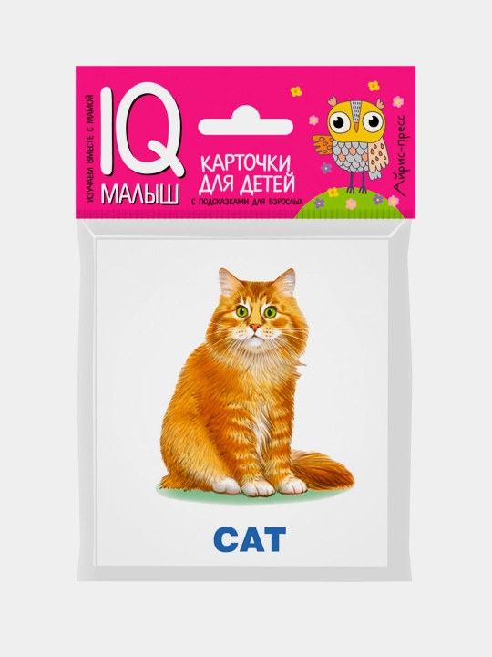 Aqlli bola. Ingliz tili. Uy hayvonlari. Bolalar uchun kartalar to'plami. - 