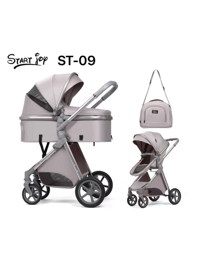 Детская коляска с большой сумкой, коляска-трансформер Start Jop ST-09 — BABYMOM-ST09-СЕРЫЙ