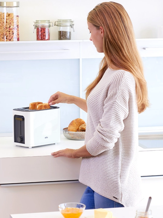 Тостер Braun HT3000WH PurEase, 1000 Вт, 2 отделения, 7 уровней поджаривания