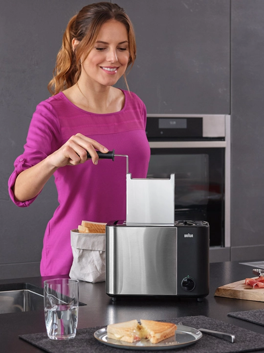 Тостер BRAUN HT5015BK, 1000 Вт, 2 отделения, 13 степеней поджаривания