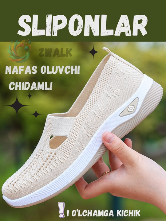 Ayollar sliponlari ZWALK yozgi matoli havo o'tkazuvchan har kungi yumshoq poyabzal