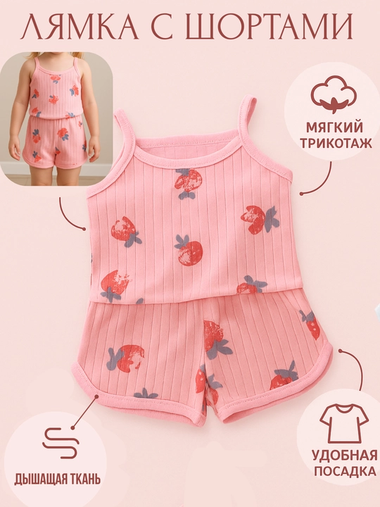 Летний комплект для девочек, майка и шорты, мягкий и удобный