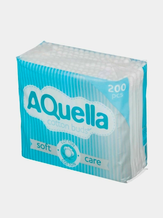 Ватные палочки AQUELLA , п/э пакет, 200 шт