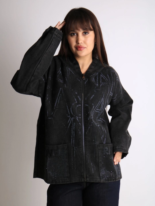 Ayollar oversize jins kurtkasi, 100% paxta, bahor-kuz, XL–XXXL o‘lcham