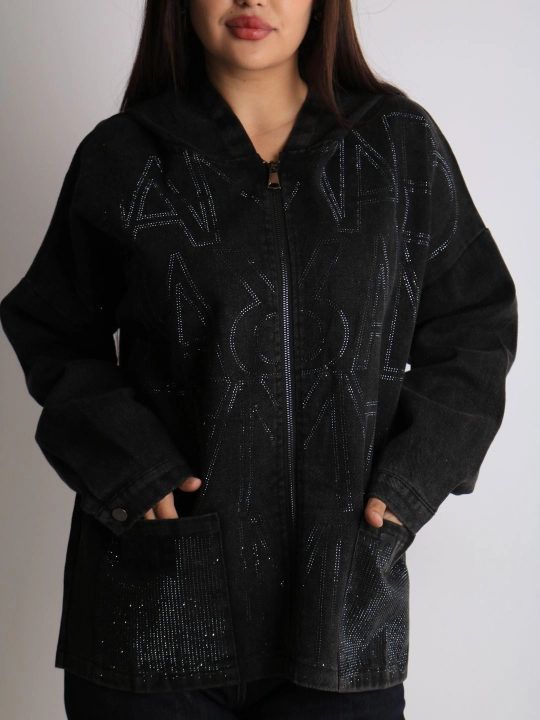 Ayollar oversize jins kurtkasi, 100% paxta, bahor-kuz, XL–XXXL o‘lcham