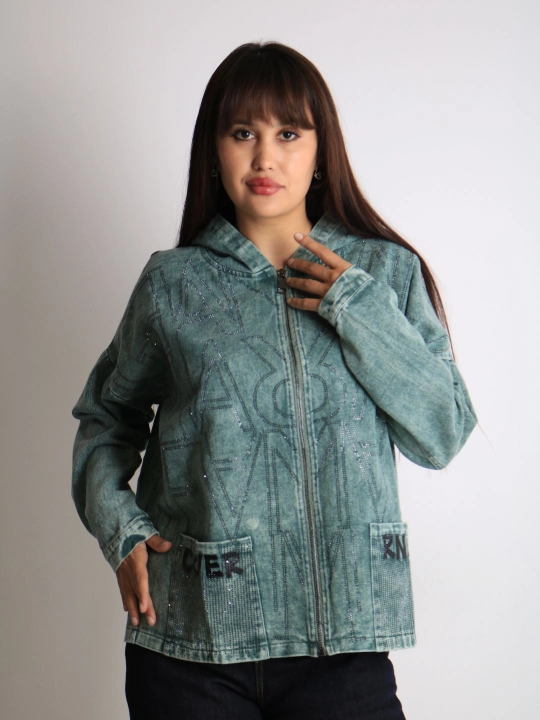 Ayollar oversize jins kurtkasi, 100% paxta, bahor-kuz, XL–XXXL o‘lcham