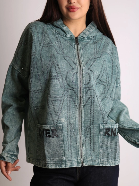 Ayollar oversize jins kurtkasi, 100% paxta, bahor-kuz, XL–XXXL o‘lcham
