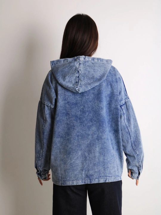 Ayollar oversize jins kurtkasi, 100% paxta, bahor-kuz, XL–XXXL o‘lcham