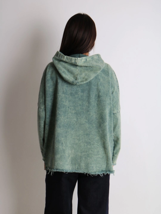 Ayollar oversize jins kurtkasi, 100% paxta, bahor-kuz, XL–XXXL o‘lcham