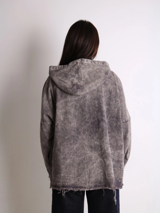 Ayollar oversize jins kurtkasi, 100% paxta, bahor-kuz, XL–XXXL o‘lcham