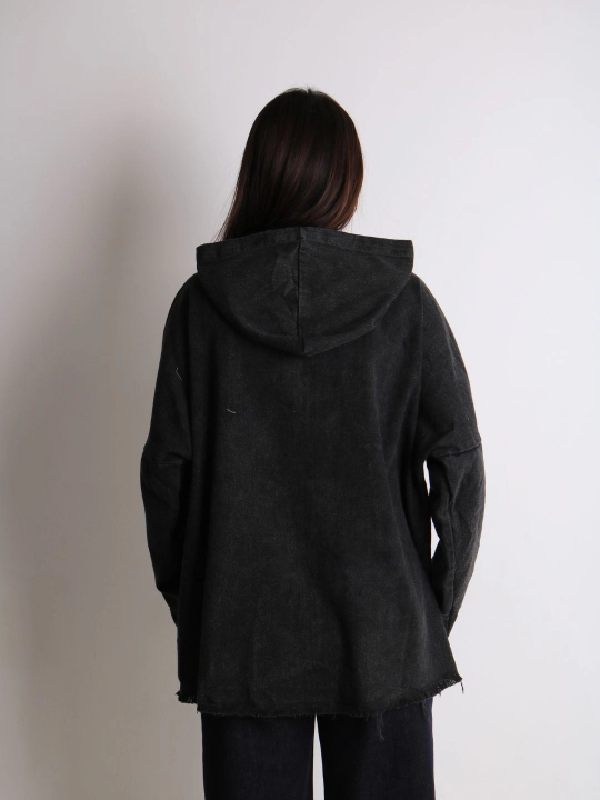 Ayollar oversize jins kurtkasi, 100% paxta, bahor-kuz, XL–XXXL o‘lcham