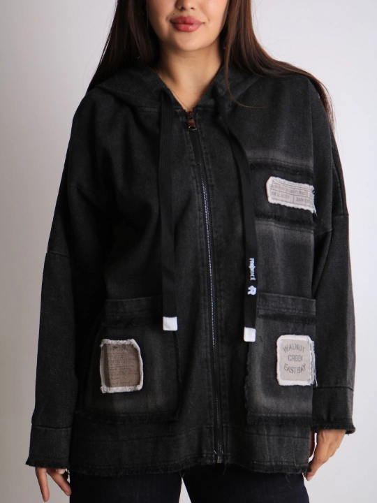 Ayollar oversize jins kurtkasi, 100% paxta, bahor-kuz, XL–XXXL o‘lcham