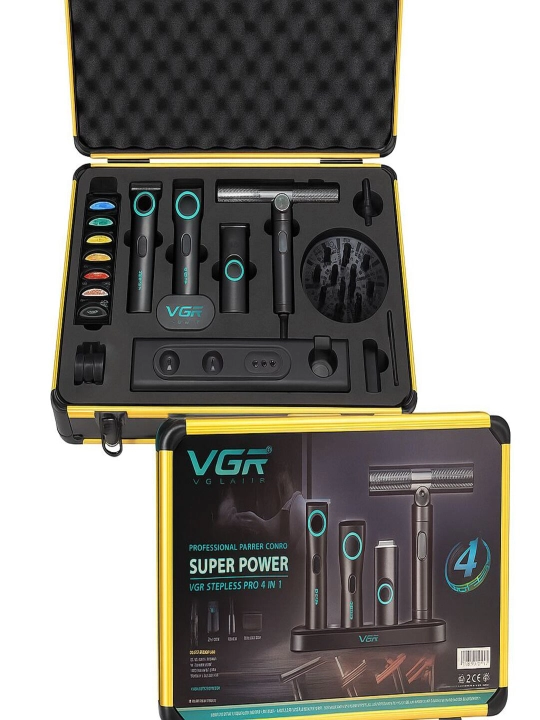 VGR Voyager Stepless Pro 4 в 1 — Профессиональный Барберский Набор Super Power - 
