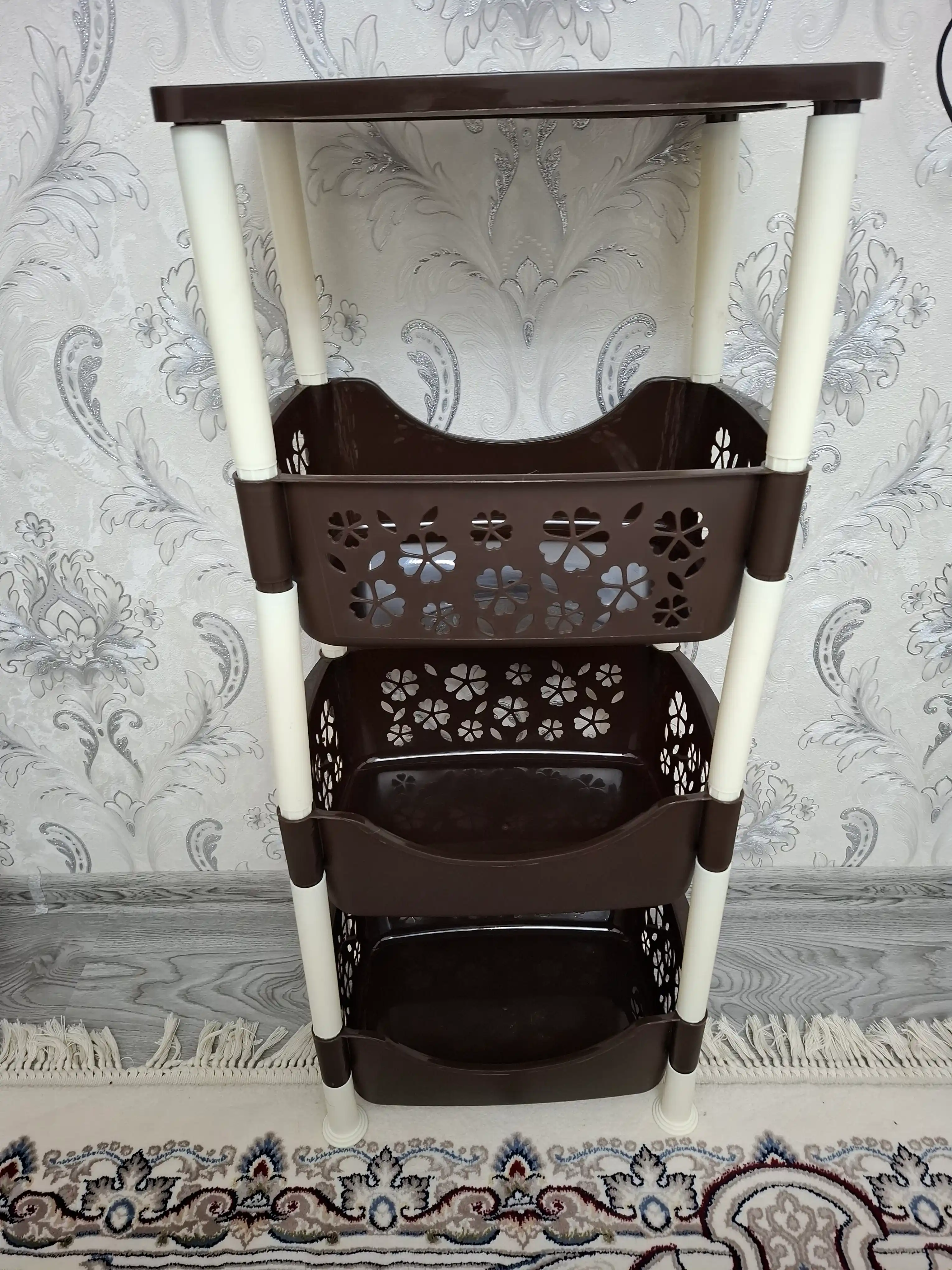 Этажерка пластиковая, для кухни, ванной, напольная