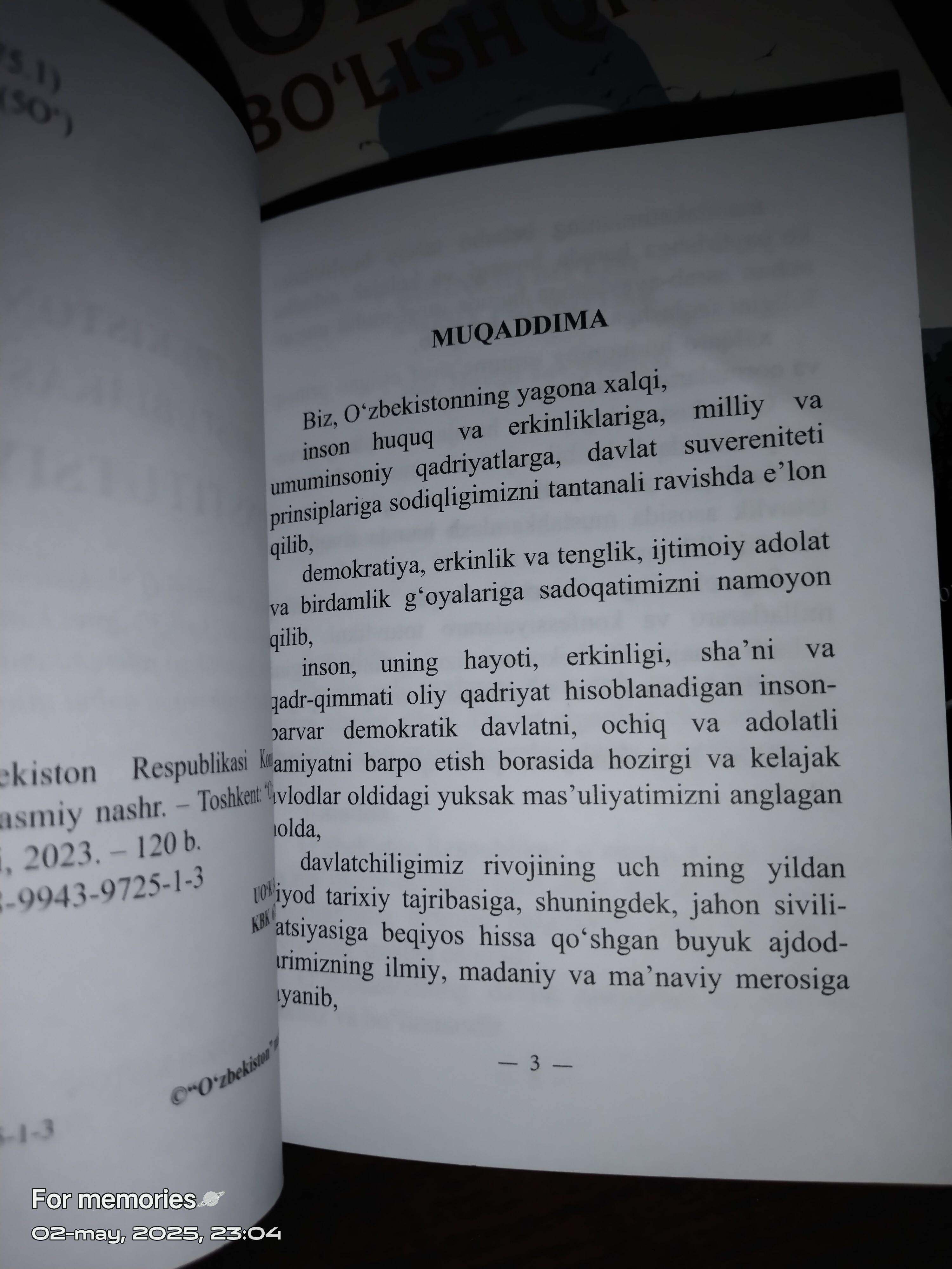 O'zbekiston Respublikasi Konstitutsiyasi, rus va o'zbek tilida