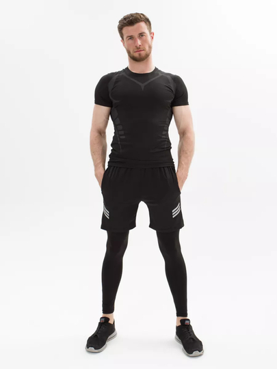 Rashgard erkaklar sport kiyimi 5x1, fitnes kiyimi, zal uchun termik ich kiyim, to‘plam