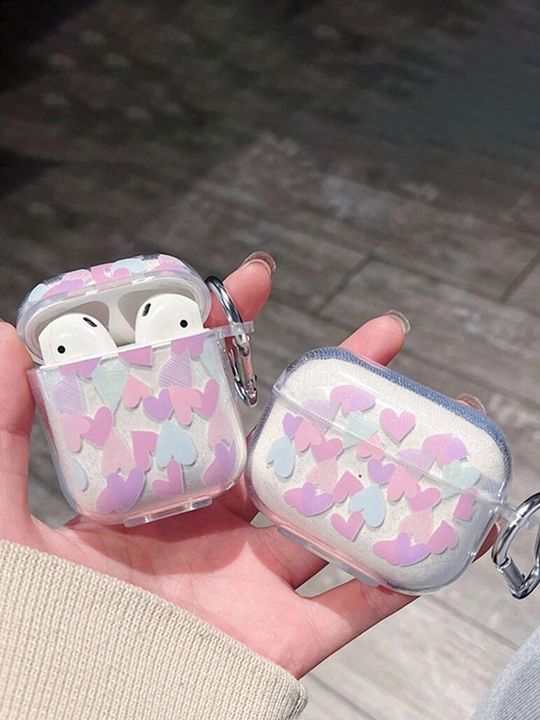 AirPods 1, 2 / Pro, 3, 4 simsiz quloqchinlar uchun g'ilof, yurak nashri bilan