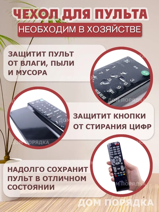 Universal pult g'ilofi (TV, konditsioner uchun, shaffof plyonka, 6 dona)