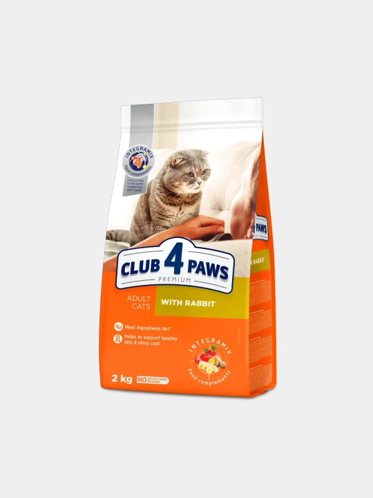 Club 4 Paws сухой корм для взрослых кошек, с кроликом, 2 кг