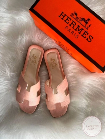 Женские тапочки HERMES, летние — ZUULIK-HERM010-ПУДР-38