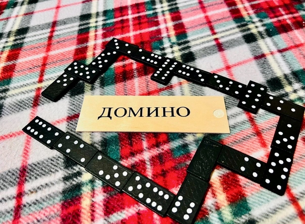 FIDGO domino, yog‘och qutida 28 ta tosh