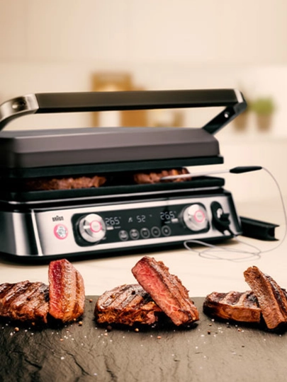 Elektr gril Braun CG9167 MultiGrill 9 Pro, 2200 Vt, termozond, 3 juft plastina