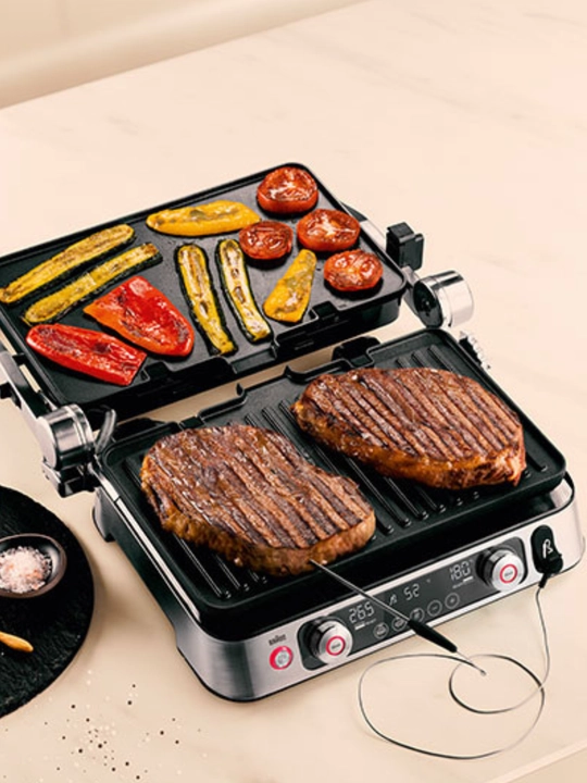 Elektr gril Braun CG9167 MultiGrill 9 Pro, 2200 Vt, termozond, 3 juft plastina