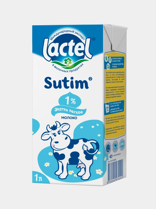 Ultrapasterizatsiyalangan suti "LACTEL SUTIM", Yengil tong, 1%, 1 litr - 