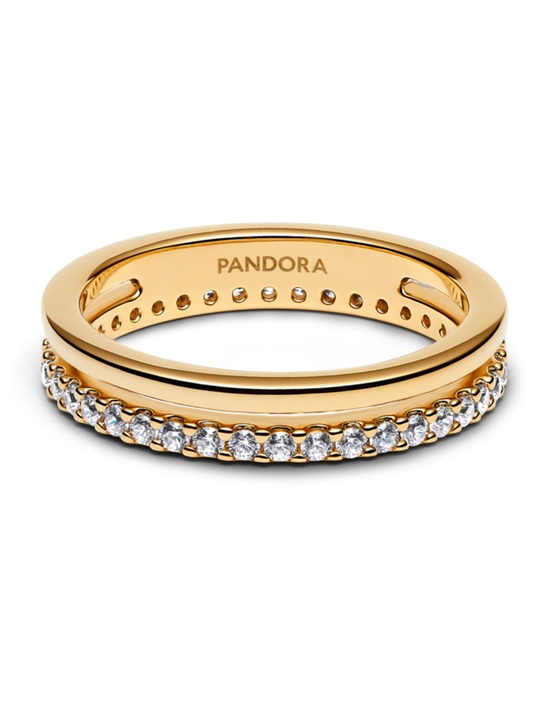 Кольцо Pandora Double Band Покрытие золотом 14 карат 163799C01