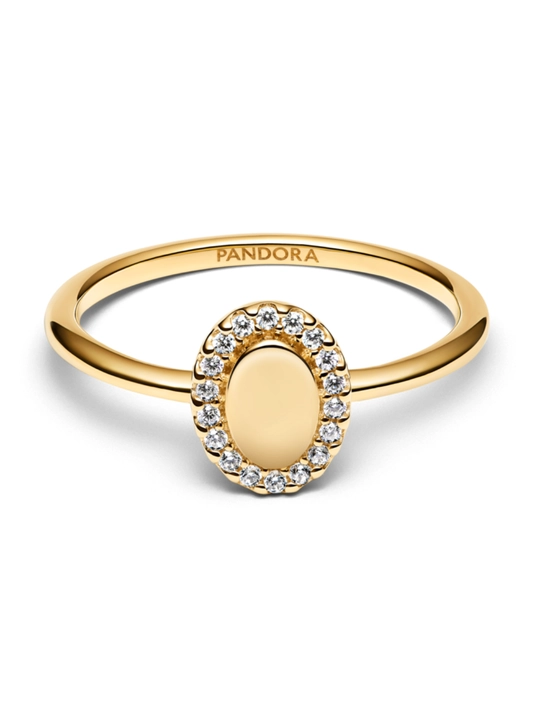 Кольцо Pandora Engravable Oval Halo, покрытие золотом 14 карат 163800C01
