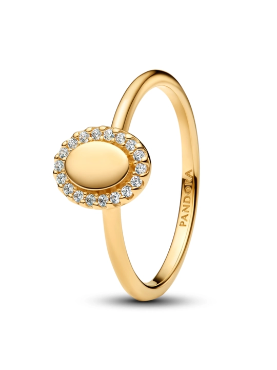 Кольцо Pandora Engravable Oval Halo, покрытие золотом 14 карат 163800C01