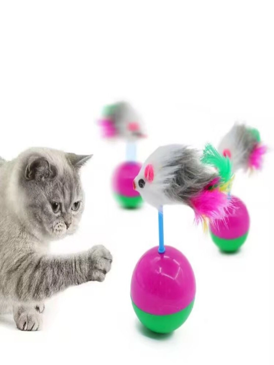 Плюшевая игрушка для кошек, в виде мышки-неваляшки